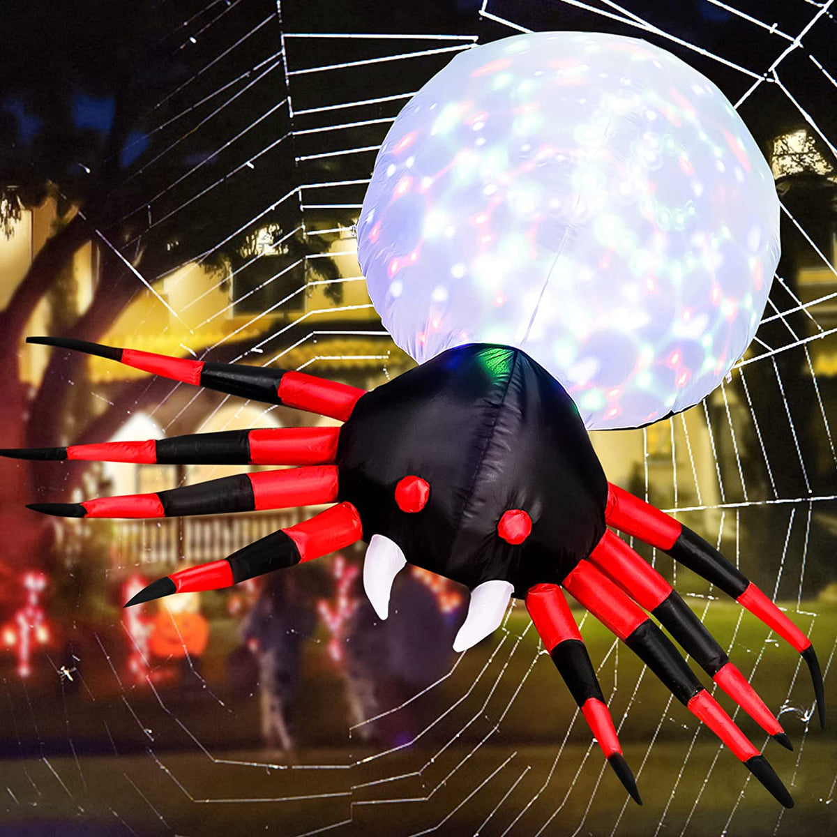 Joiedomi 4 Ft Projection Kaleidoscope Spider Halloween Inflatable with LEDs