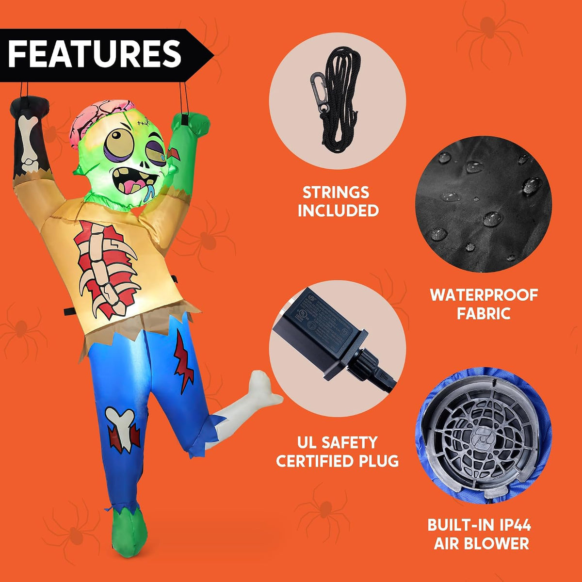 Joiedomi 5 Ft Halloween Inflatable Climbing Zombie with Built-in LEDs
