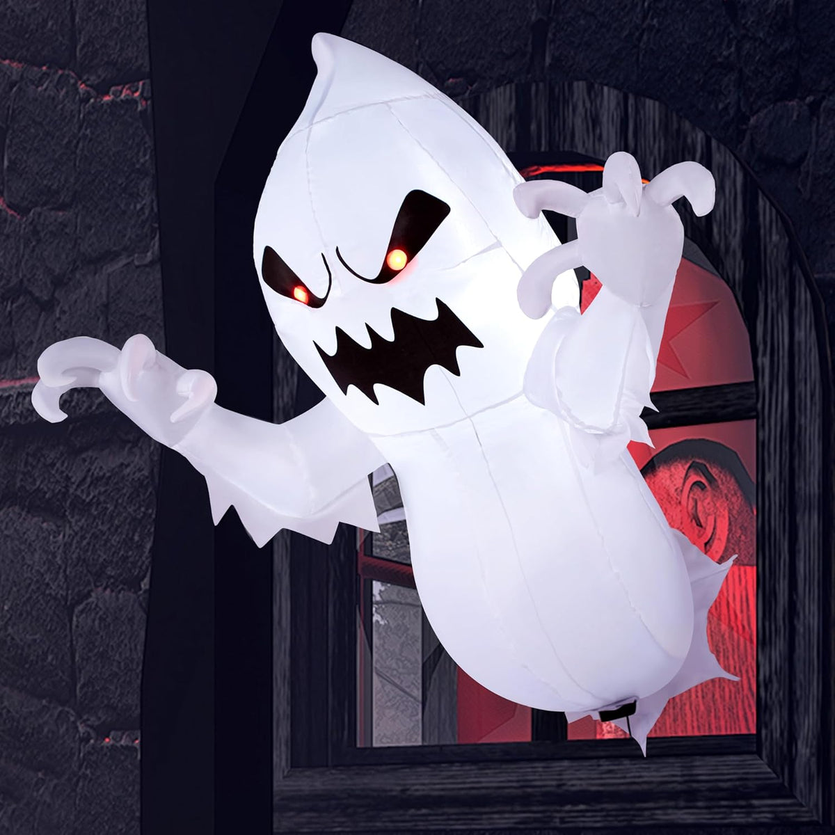 Joiedomi 4.5 Ft Halloween Inflatable Ghost Breaking Out of Window with LEDs