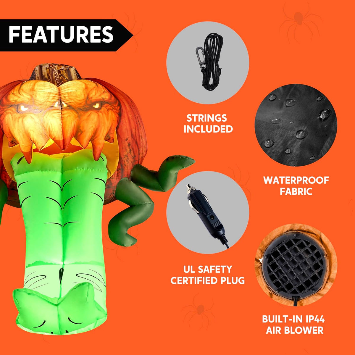 Joiedomi 3.5 Ft Halloween Inflatable Pumpkin with Tentacles Trunk or Treat