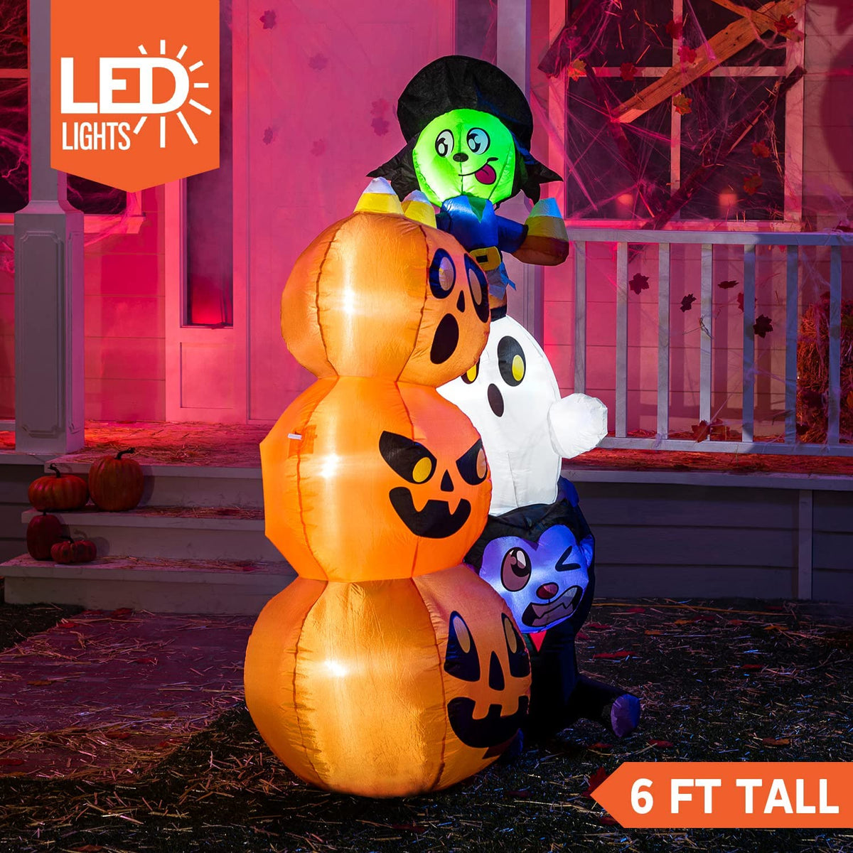 Joiedomi 6 FT Halloween Inflatable Stacked Characters with LEDs