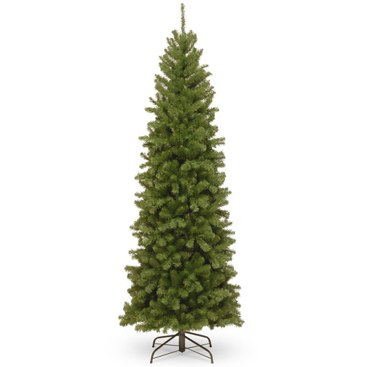 National Tree Company Artificial Slim Christmas Tree, Green, North Valley Spruce, Includes Stand, 7 Feet