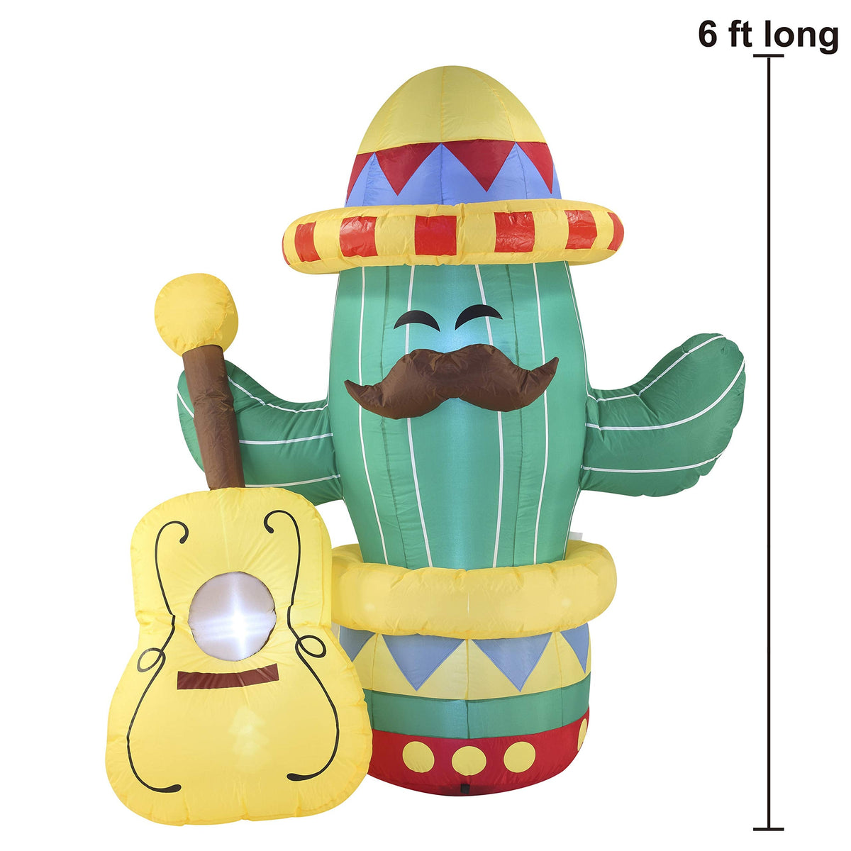 Cinco de Mayo / Mexican / Spanish Inflatable (Inflatable) 6" FT Cactus Guitar with LEDs Party Indoor & Outdoor / Yard / Garden / Lawn Decor - additional view