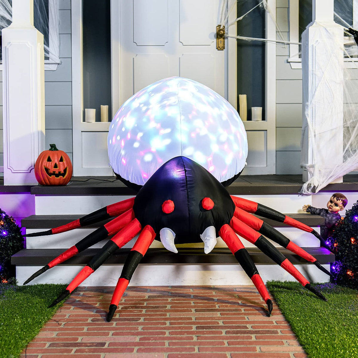 Joiedomi 4 Ft Projection Kaleidoscope Spider Halloween Inflatable with LEDs