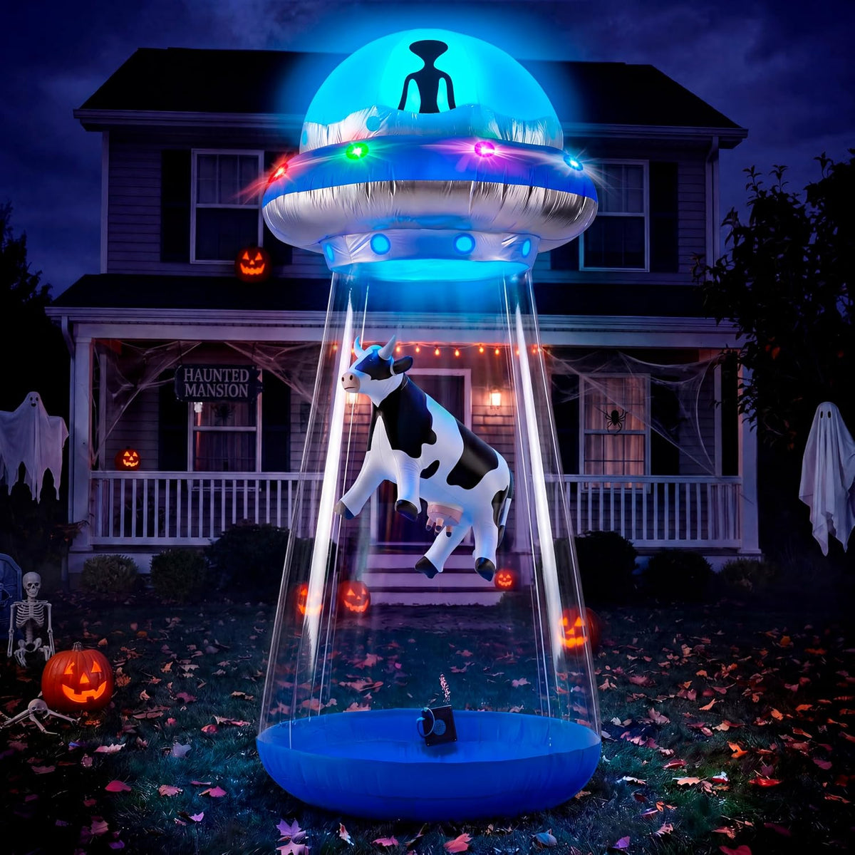 Joiedomi 9 Ft Halloween Inflatable UFO with Color-Changing LEDs