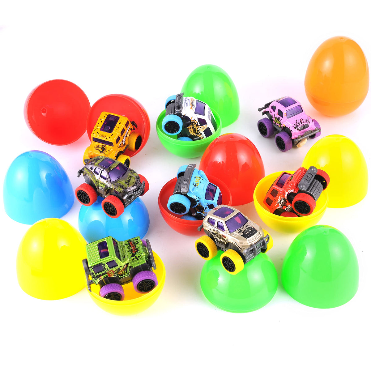12 Pcs Easter Eggs Filled with Pull Back Monster Cars - additional view