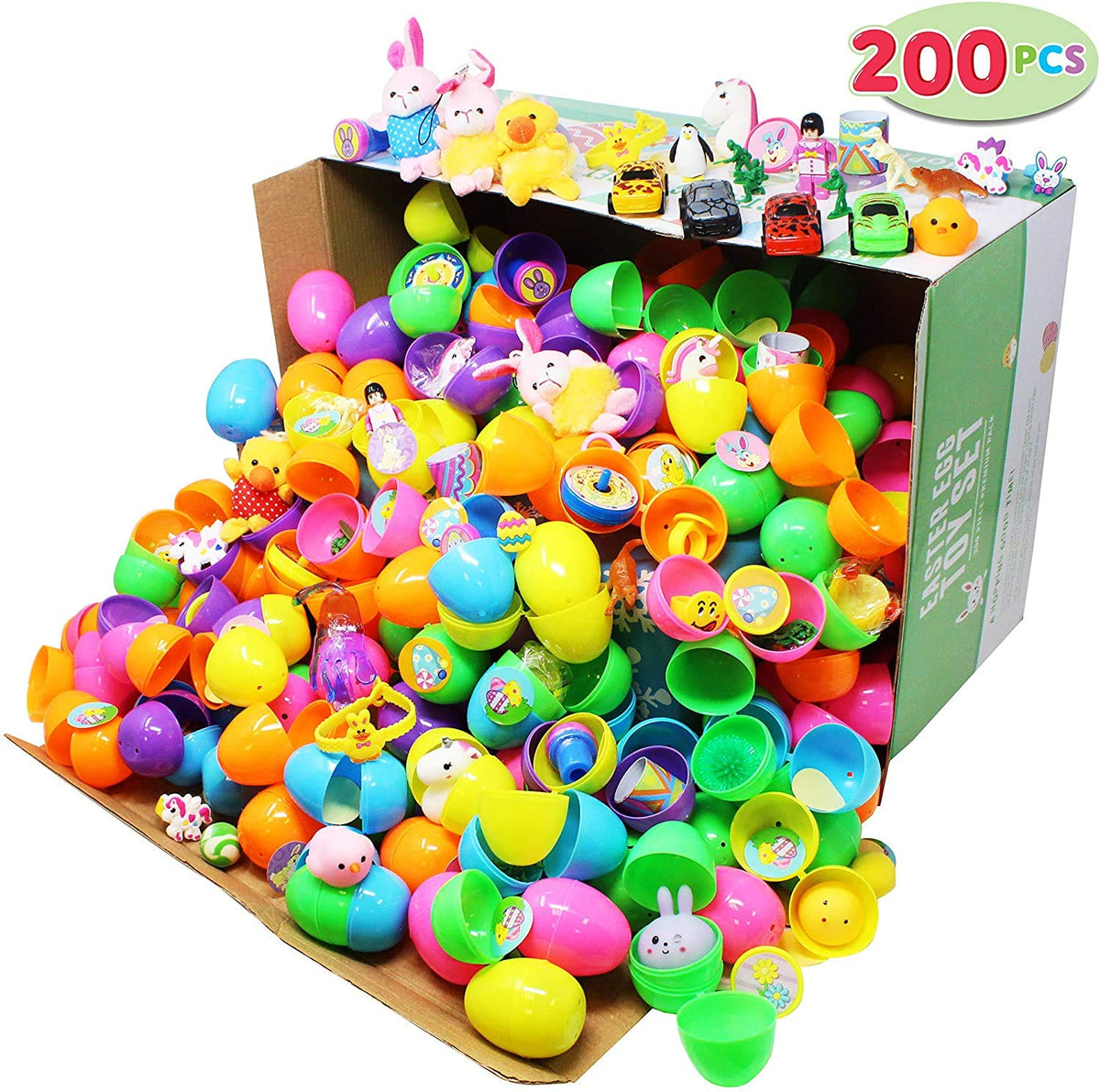 200 Pcs Toys Plus Stickers, 2 3 / 8" prefilled Easter Eggs - additional view