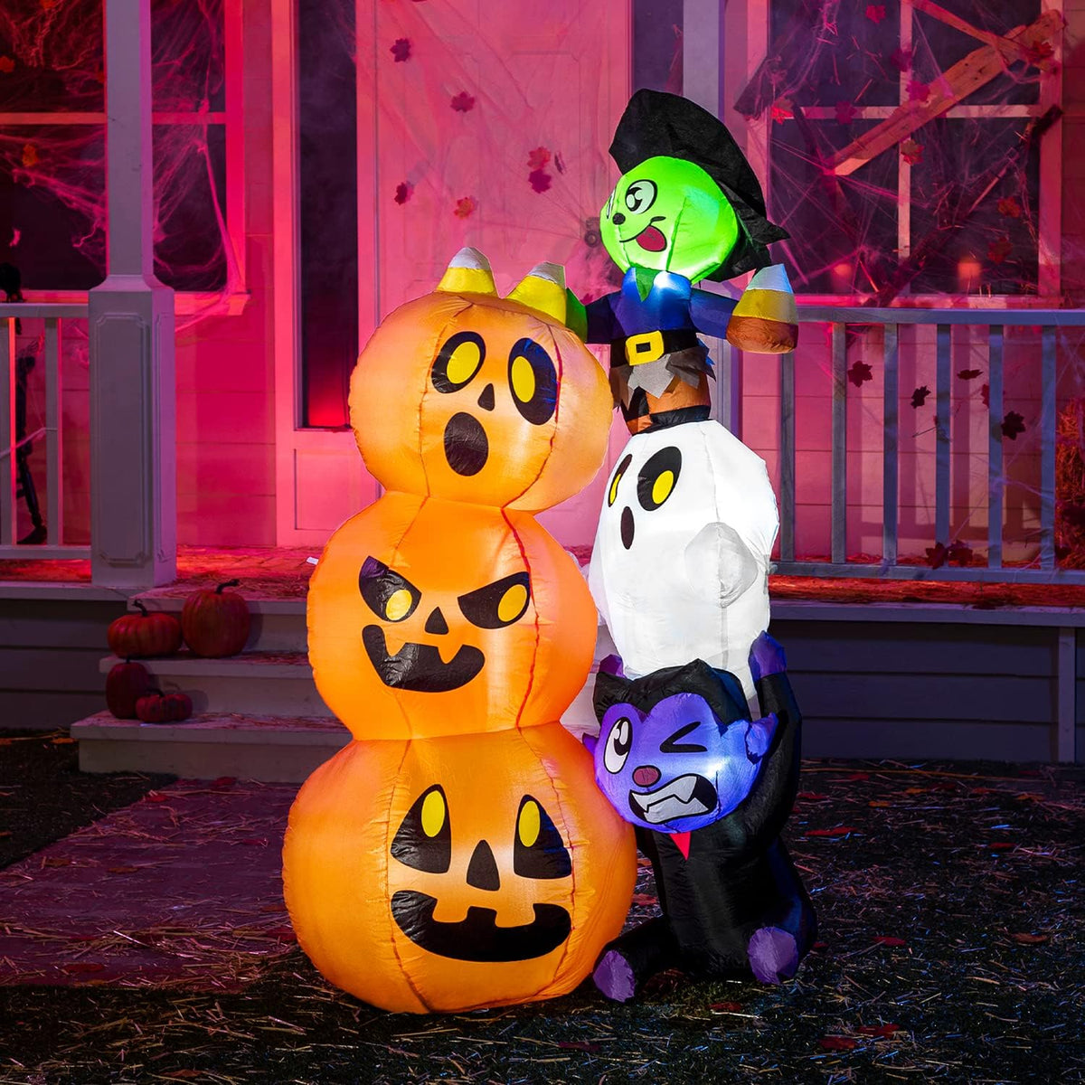 Joiedomi 6 FT Halloween Inflatable Stacked Characters with LEDs