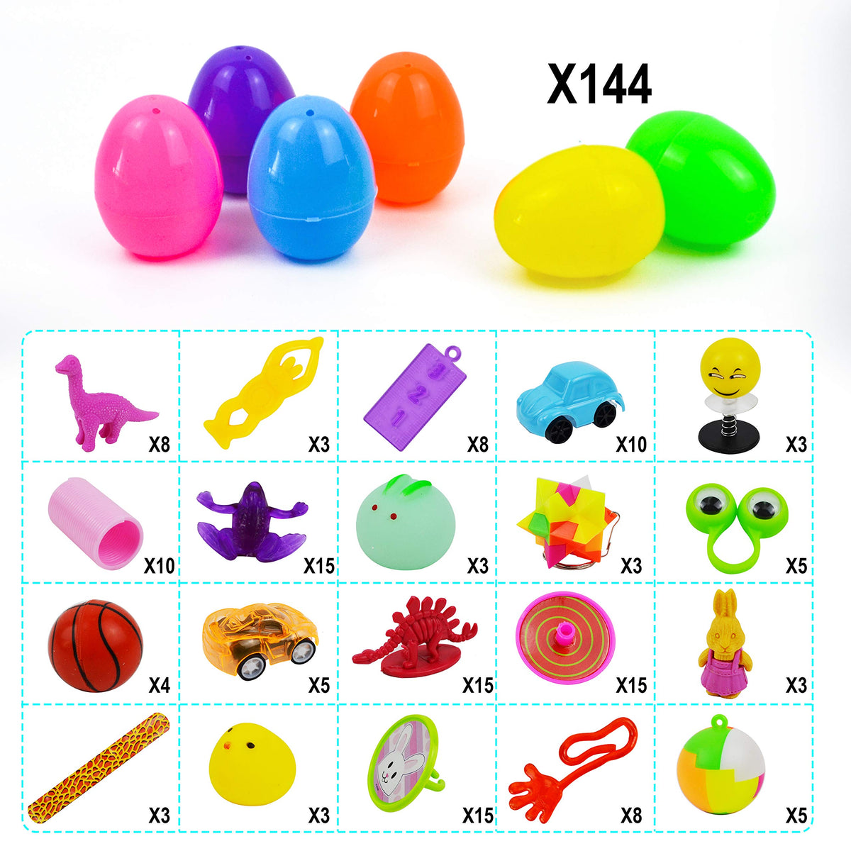 144 PCS Prefilled Easter Eggs with Assorted Toys - additional view