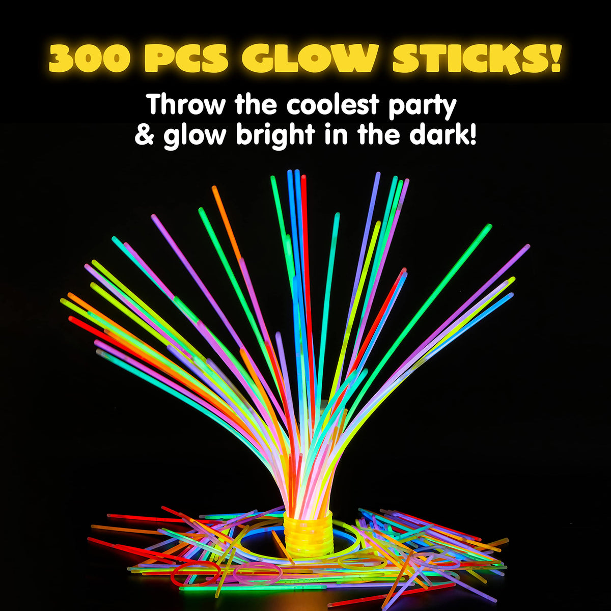 JOYIN 100 Pack Glow Sticks, Glow in The Dark, Neon Light Up, Party Favors - additional view