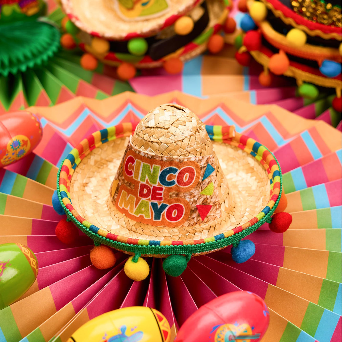 9 PCs Cinco de Mayo Sombrero Headbands, Mexican / Fiesta Theme Party Supplies / Decorations / Favors - additional view