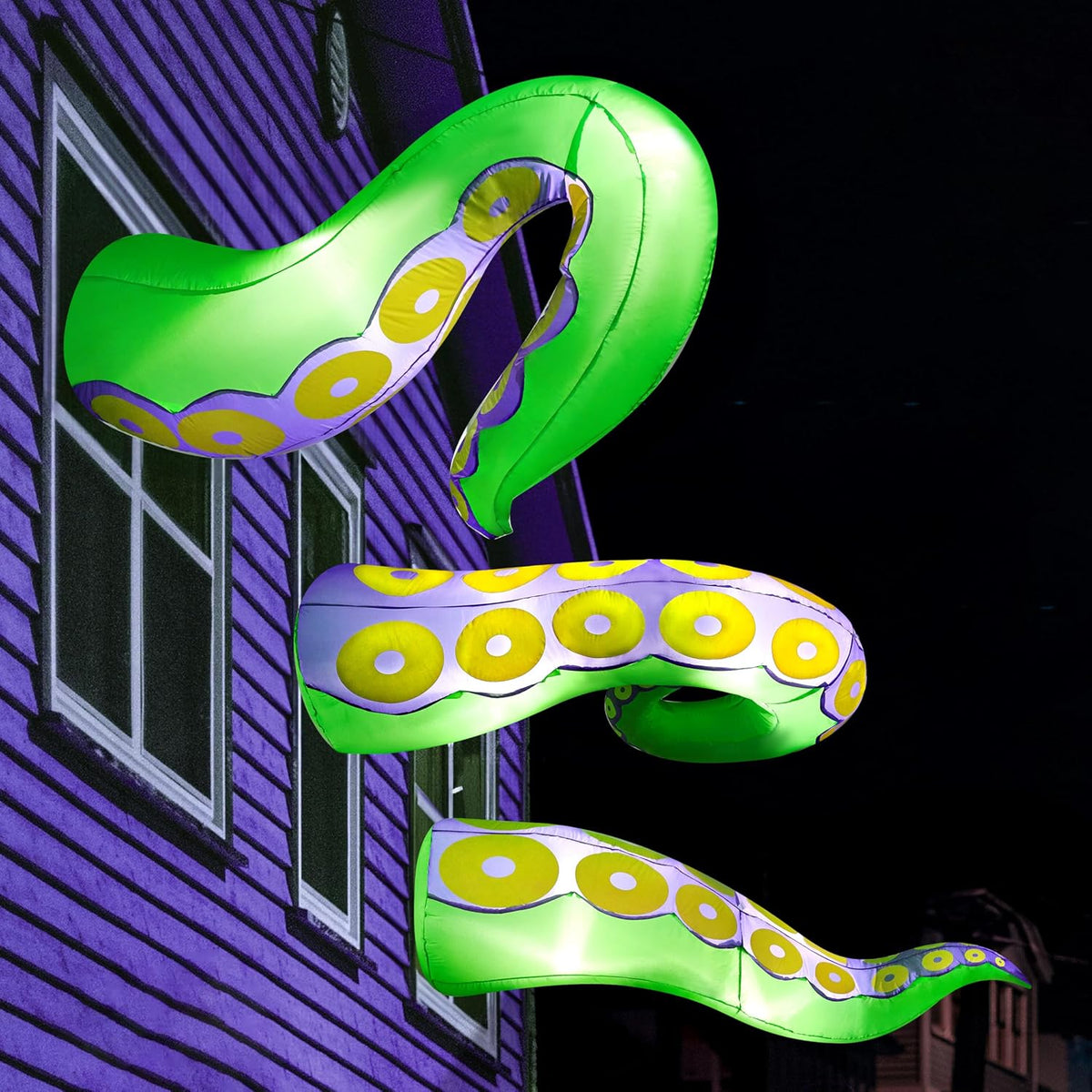 Joiedomi 3 Pcs Halloween Inflatable Green Octopus Tentacles with LEDs