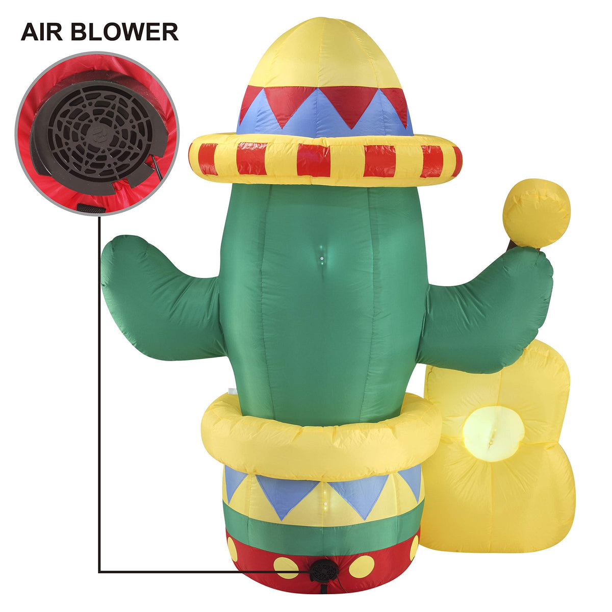 Cinco de Mayo / Mexican / Spanish Inflatable (Inflatable) 6" FT Cactus Guitar with LEDs Party Indoor & Outdoor / Yard / Garden / Lawn Decor - additional view