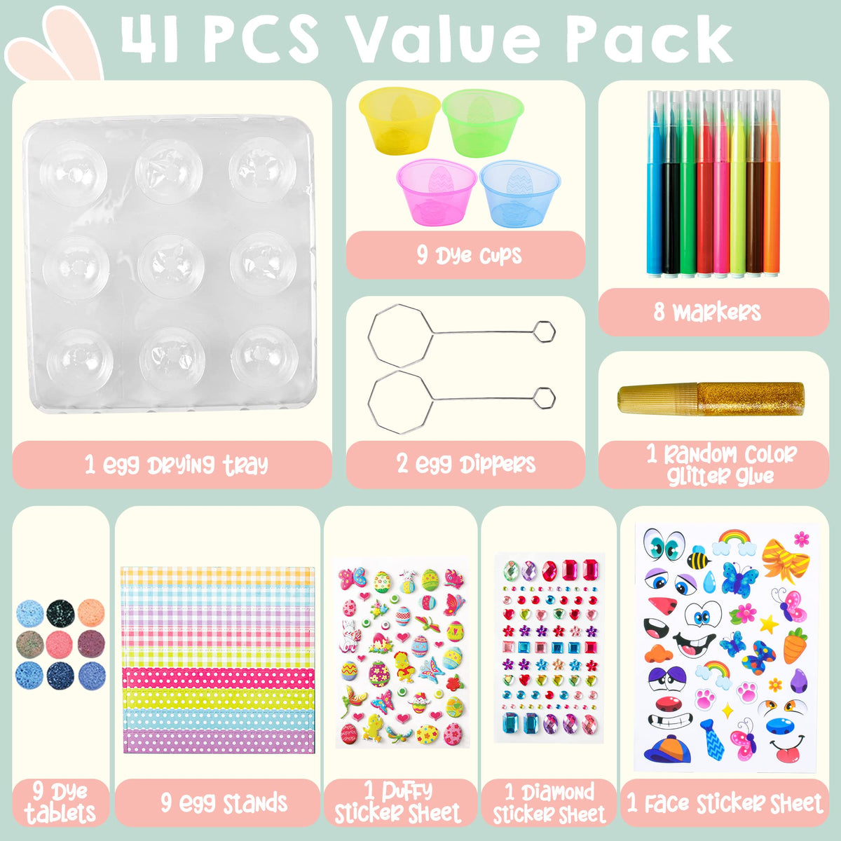 41 Pcs Easter Egg Decorating DIY Kit - additional view