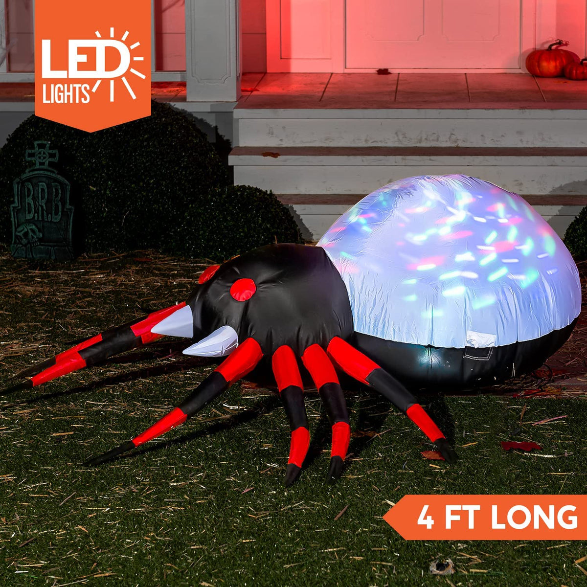 Joiedomi 4 Ft Projection Kaleidoscope Spider Halloween Inflatable with LEDs
