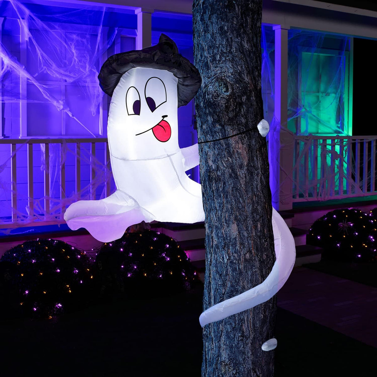 Joiedomi 5 Ft Halloween Inflatable Ghost Twining Around Tree with LEDs