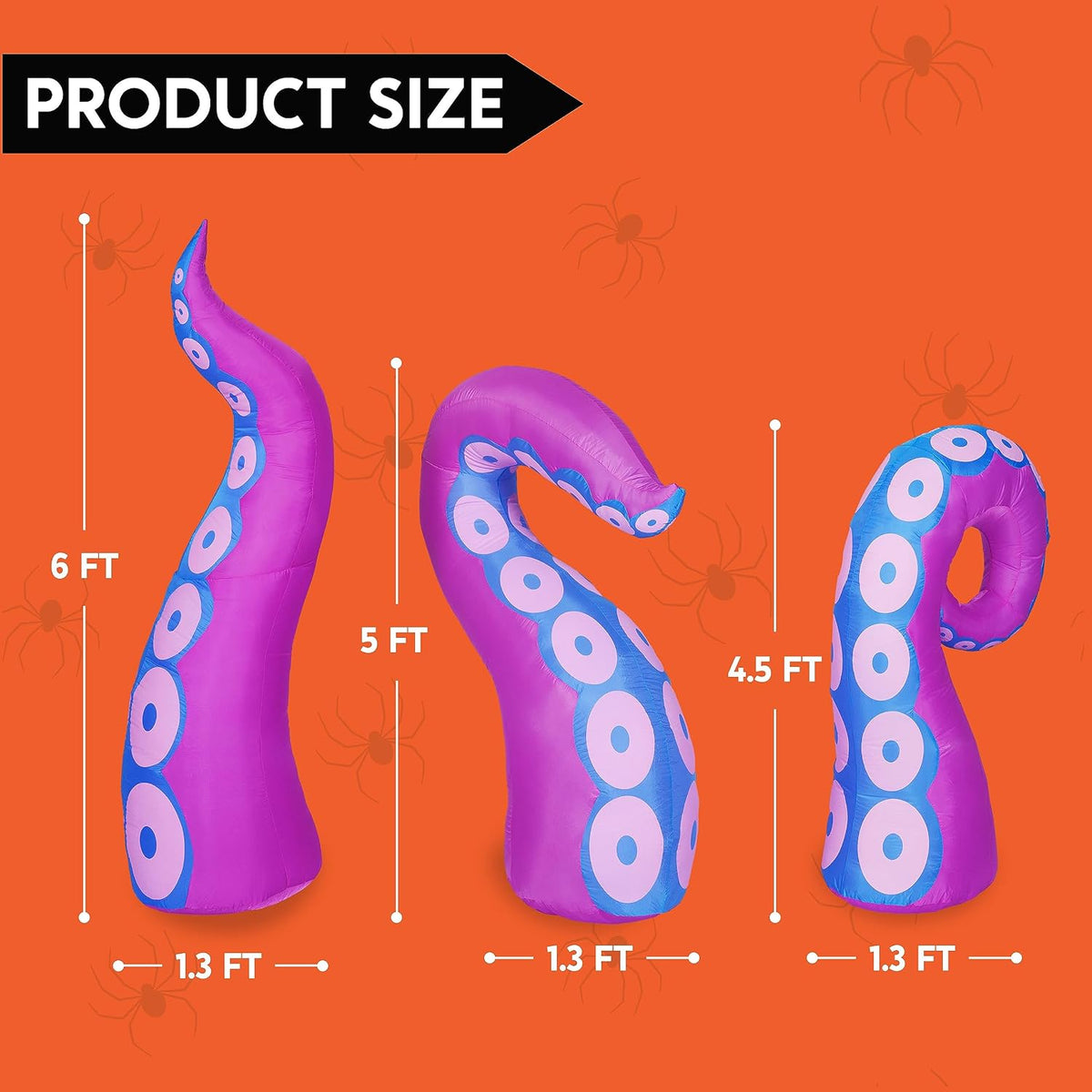 Joiedomi 3 Pcs Halloween Inflatable Octopus Tentacle Legs with LEDs