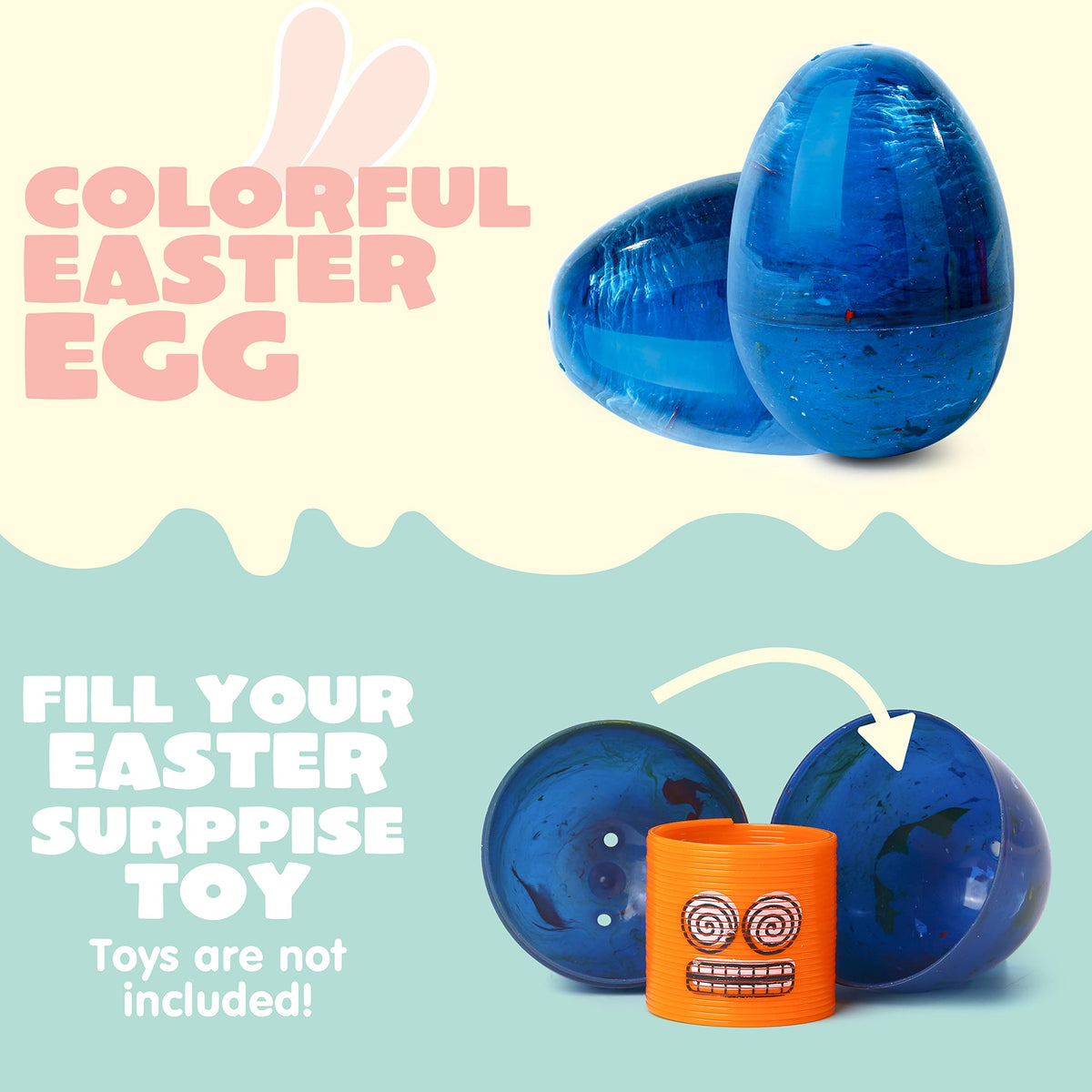 30 Pcs Plastic Iridescent Printed Bright Easter Eggs 3.15" - additional view