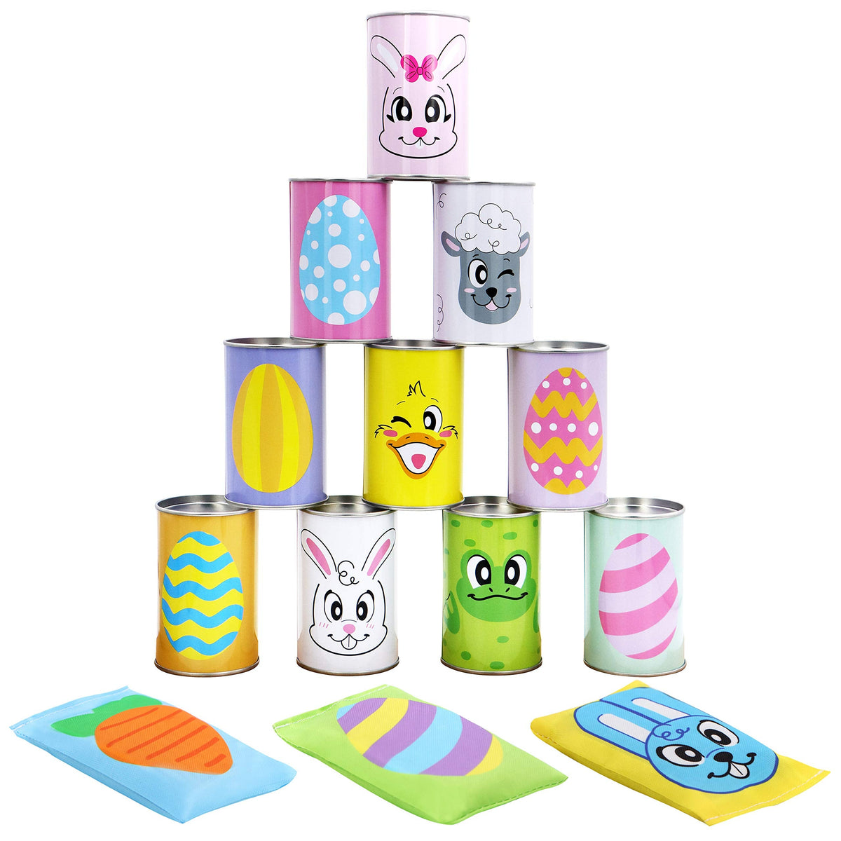 13 Pcs Easter Carnival Bean Bag Toss Knockdown Can Game Set - additional view