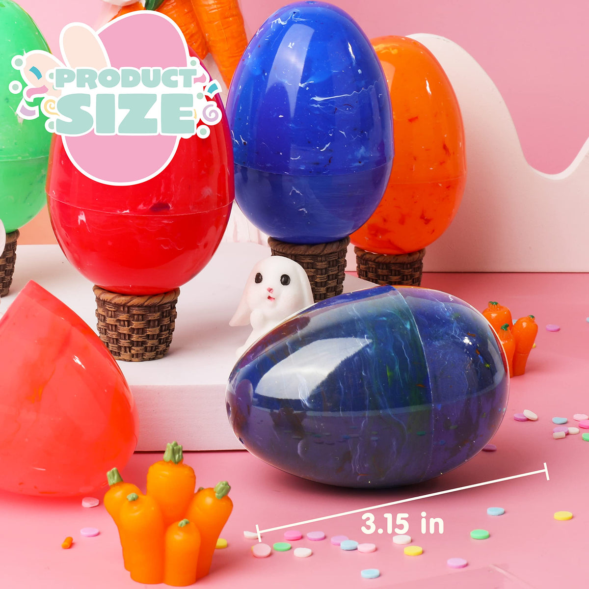 30 Pcs Plastic Iridescent Printed Bright Easter Eggs 3.15" - additional view