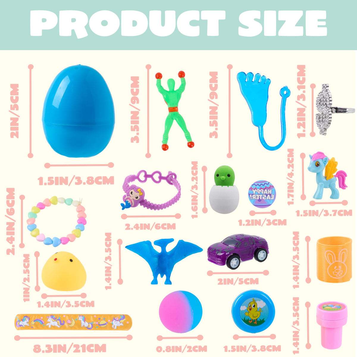 120 Pcs Toys Plus Stickers Prefilled Easter Eggs 2 3 / 8" - additional view