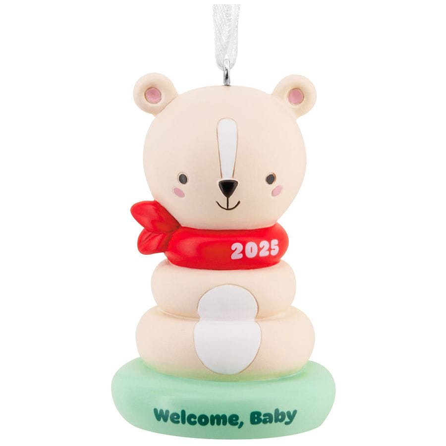 Hallmark Welcome Baby 2025 Stacking Rings Bear Christmas Ornament
