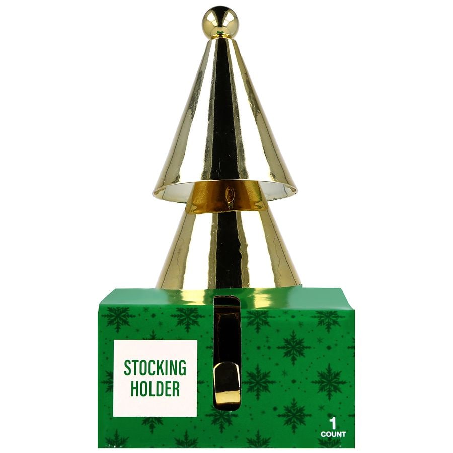 Festive Voice Gold Christmas Tree Stocking Holder