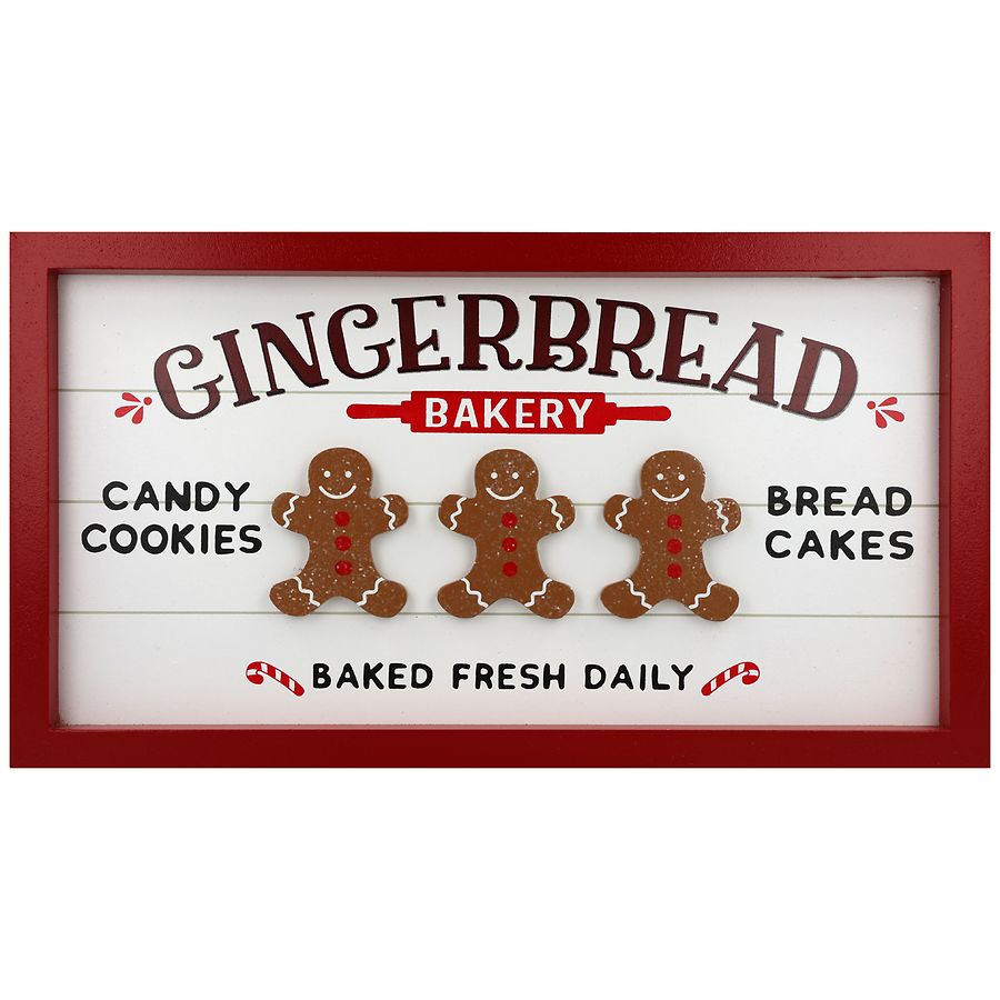 Festive Voice Gingerbread Bakery Sign Christmas Decor