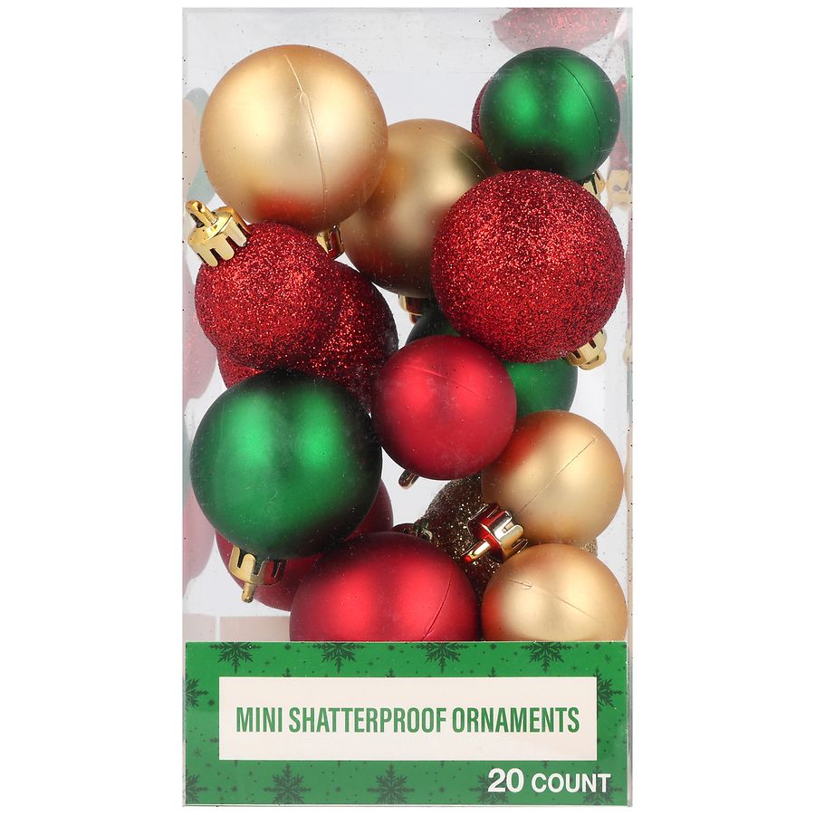 Festive Voice Mini Shatterproof Christmas Ornaments, 20 Count