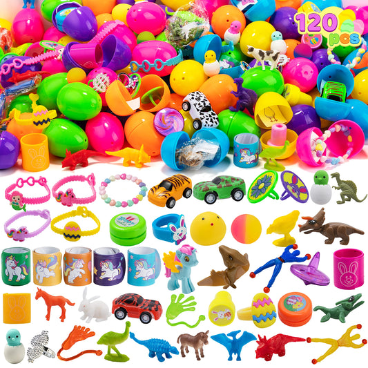 120 Pcs Toys Plus Stickers Prefilled Easter Eggs 2 3 / 8"