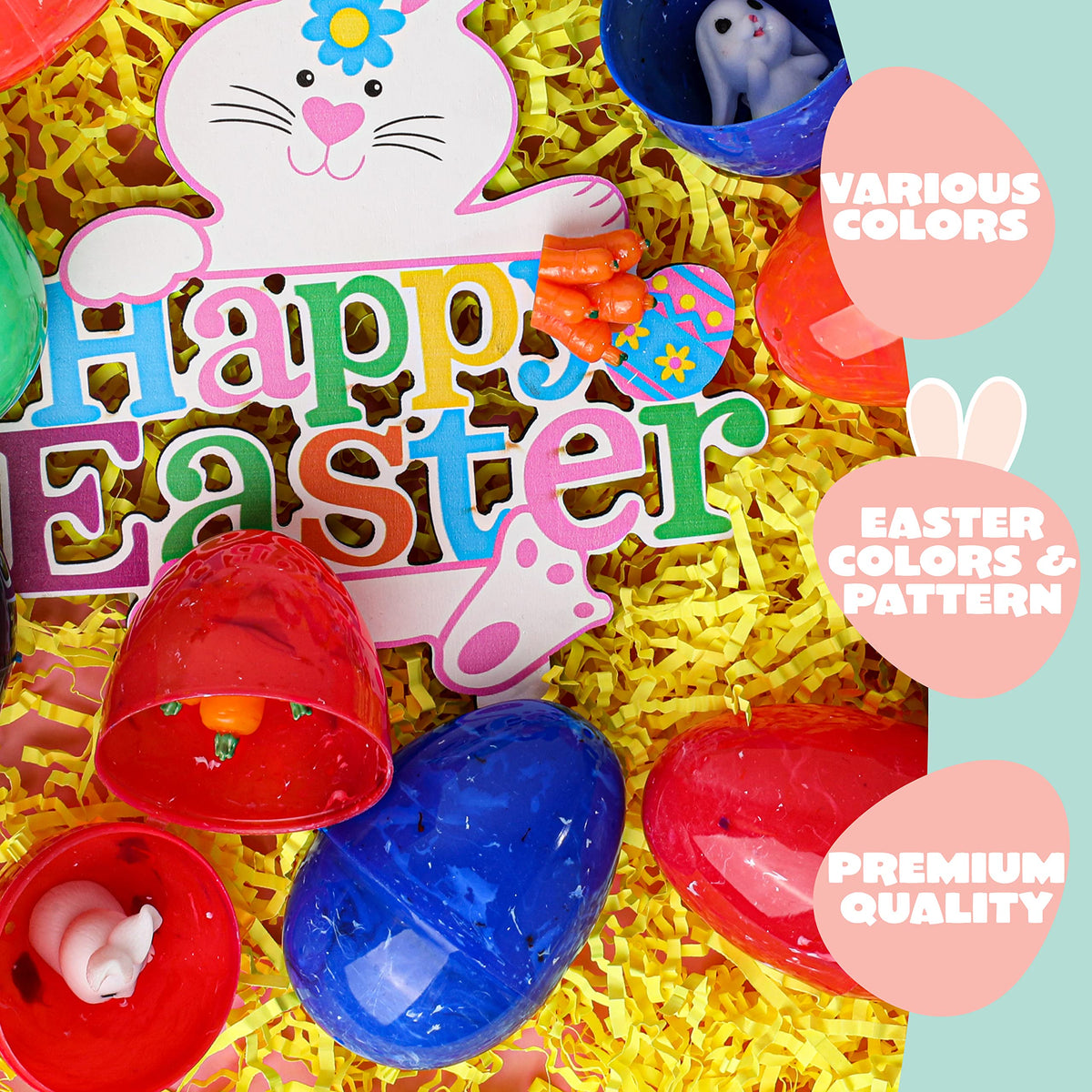 30 Pcs Plastic Iridescent Printed Bright Easter Eggs 3.15" - additional view