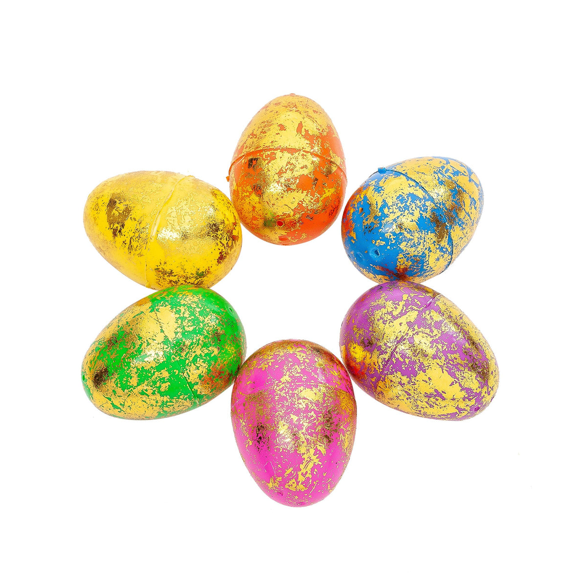 72 Pcs 2.5" Sparkling Gold Colorful Assortment Fillable Easter Egg Shell - additional view