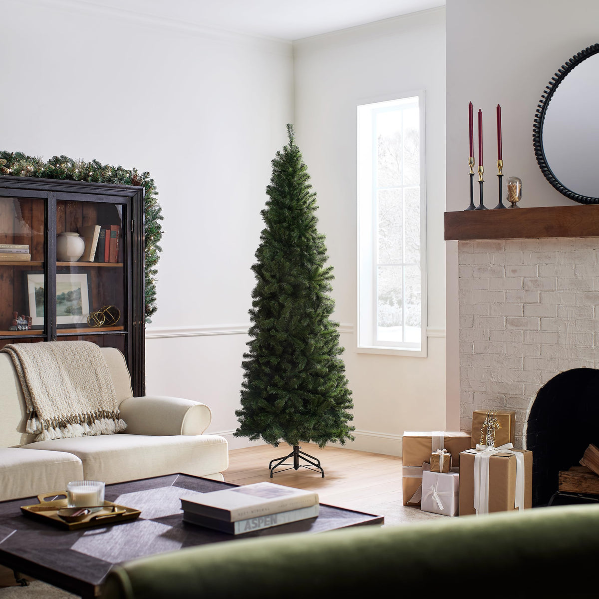 National Tree Company Artificial Slim Christmas Tree, Green, North Valley Spruce, Includes Stand, 7 Feet - additional view