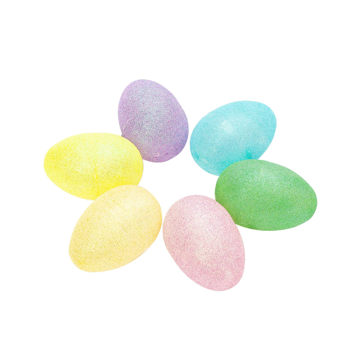 72 Pcs 2.5" Glitter Pastel Assorted Plastic Easter Eggs, Fillable Shells - additional view
