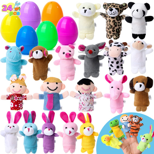 24 Pcs Easter Eggs Filled with Finger Puppets
