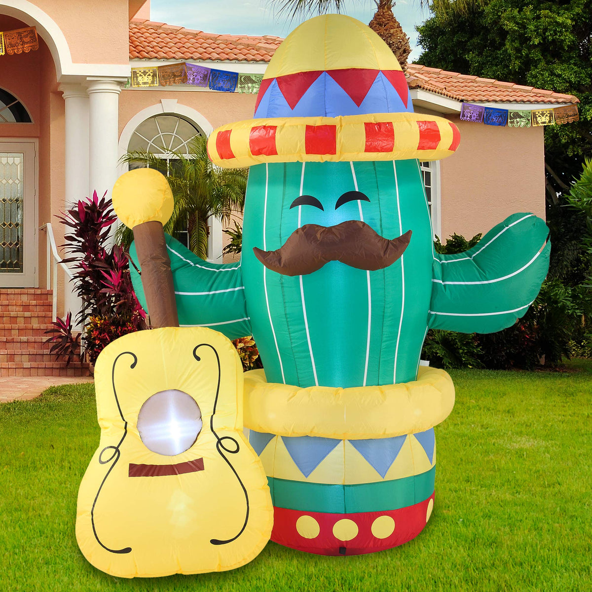 Cinco de Mayo / Mexican / Spanish Inflatable (Inflatable) 6" FT Cactus Guitar with LEDs Party Indoor & Outdoor / Yard / Garden / Lawn Decor