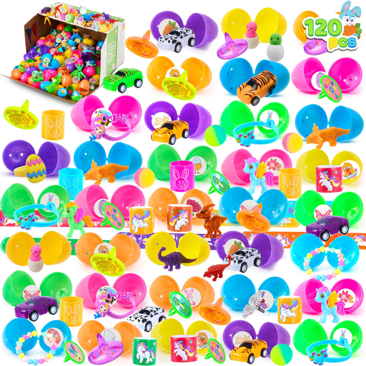 120 Pcs Toys Plus Stickers Prefilled Easter Eggs 2 3 / 8" - additional view
