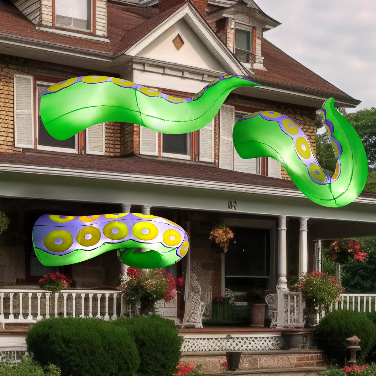 Joiedomi 3 Pcs Halloween Inflatable Green Octopus Tentacles with LEDs