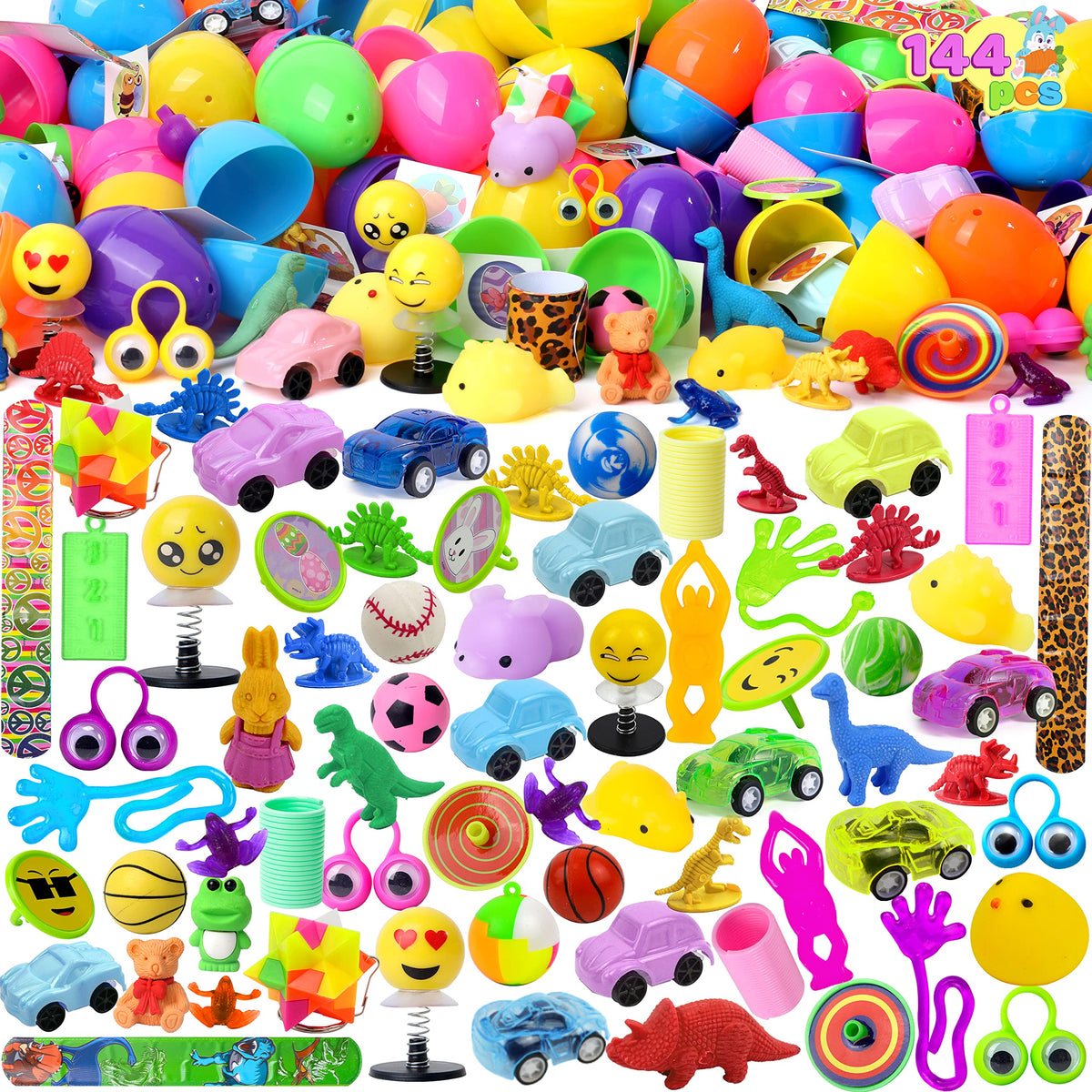 144 PCS Prefilled Easter Eggs with Assorted Toys
