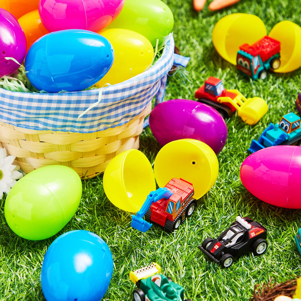 18 Pcs Pre-Filled Easter Eggs with Pull Back Cars - additional view