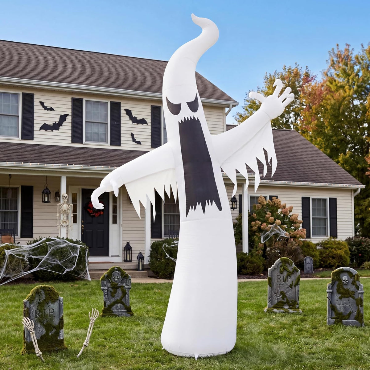 Joiedomi 12 Ft Towering Spooky Ghost Halloween Inflatable with LEDs