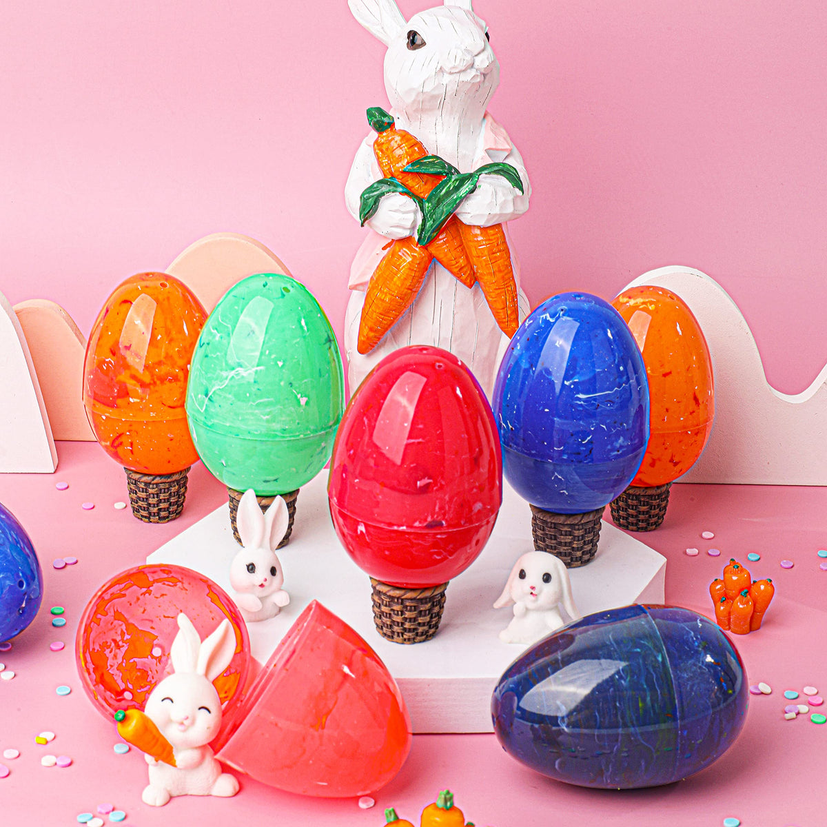 30 Pcs Plastic Iridescent Printed Bright Easter Eggs 3.15" - additional view