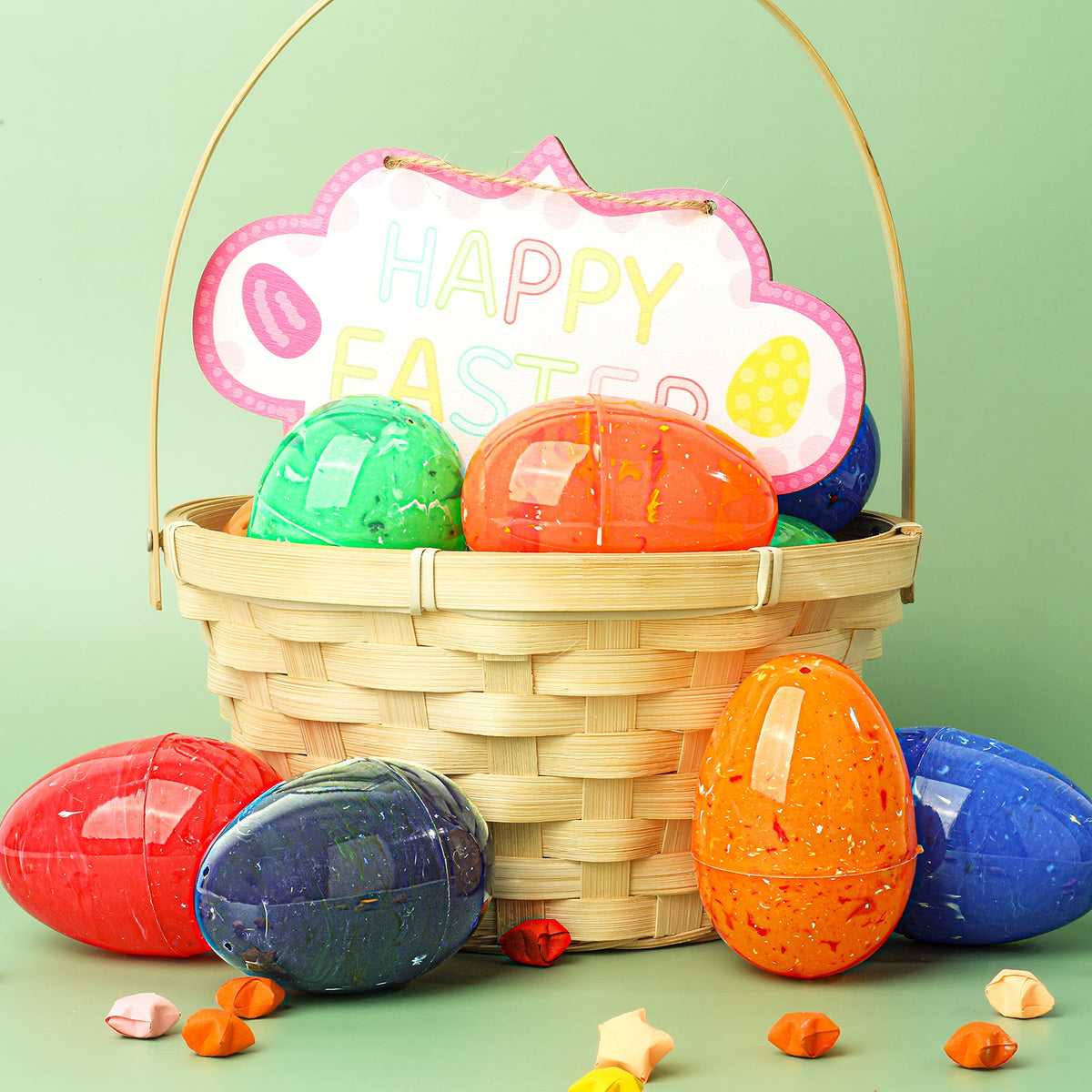 30 Pcs Plastic Iridescent Printed Bright Easter Eggs 3.15" - additional view