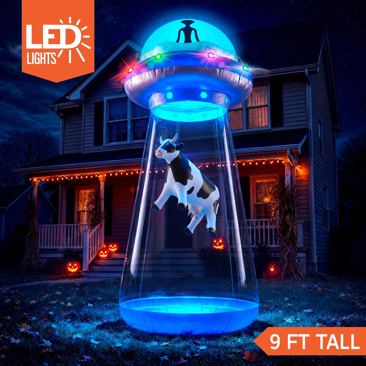 Joiedomi 9 Ft Halloween Inflatable UFO with Color-Changing LEDs