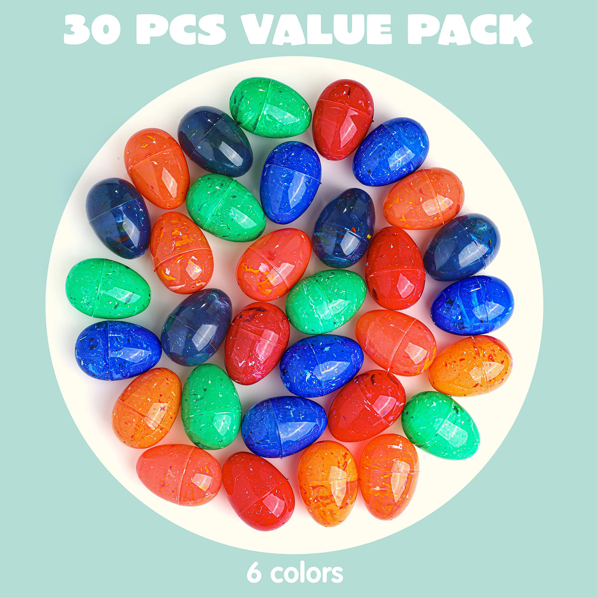 30 Pcs Plastic Iridescent Printed Bright Easter Eggs 3.15" - additional view