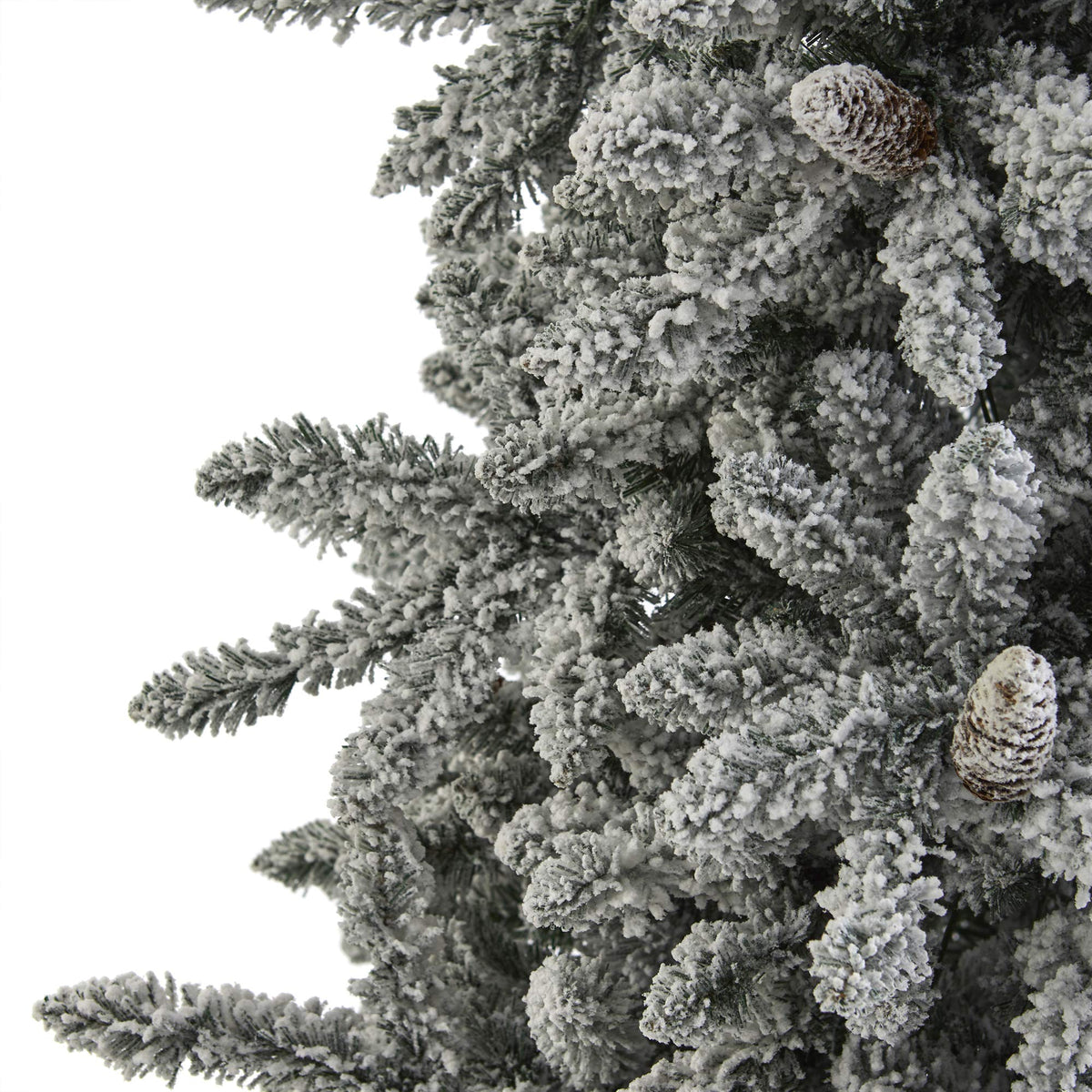Nearly Natural 7.5ft. Flocked Livingston Fir Artificial Christmas Tree with Pine Cones and 500 Clear Warm LED Lights - additional view