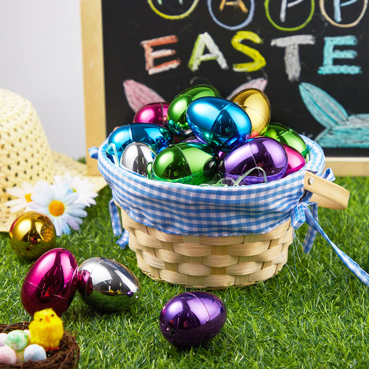 48 Pieces 2.3" Shiny Golden Metallic Easter Eggs in 6 Colors - additional view