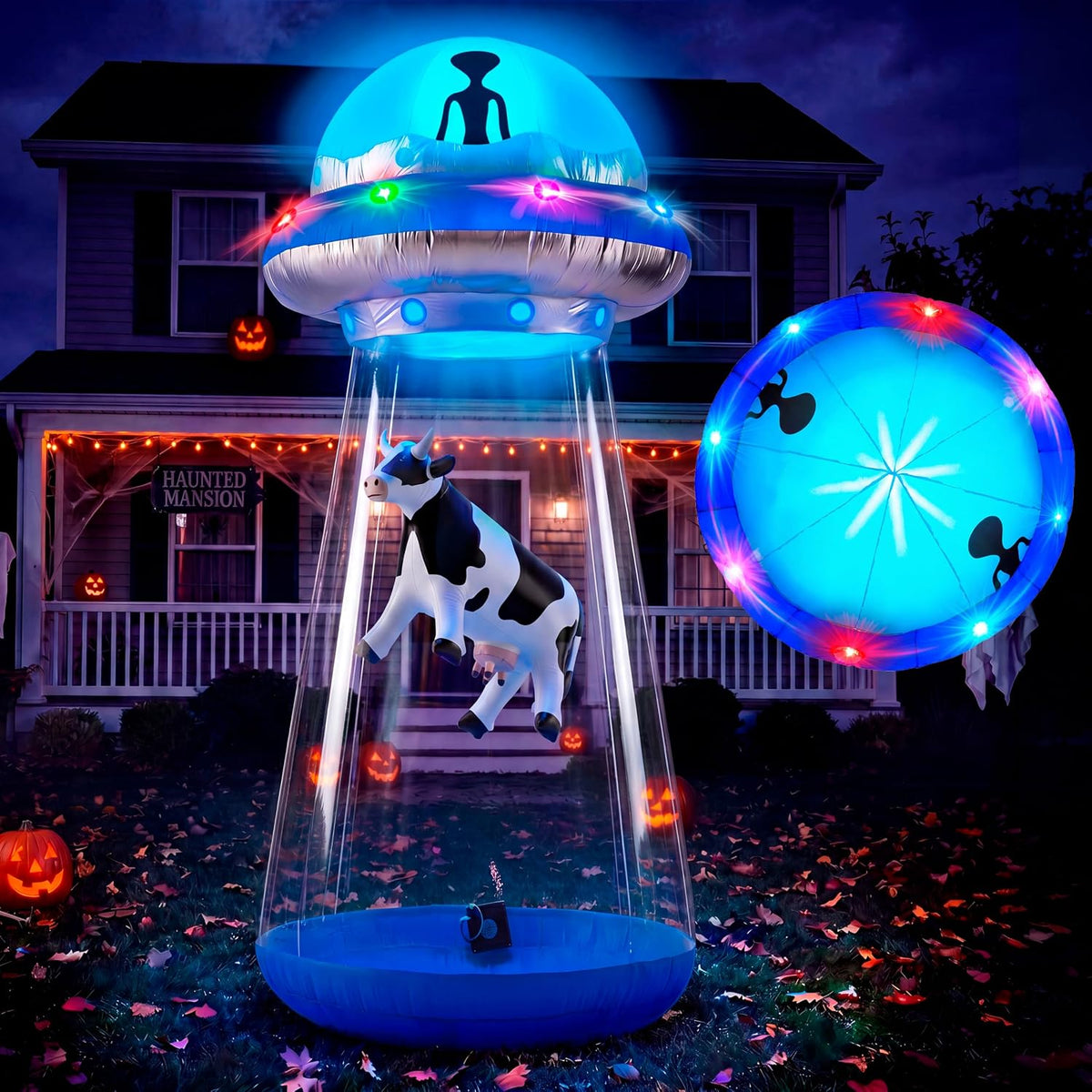 Joiedomi 9 Ft Halloween Inflatable UFO with Color-Changing LEDs