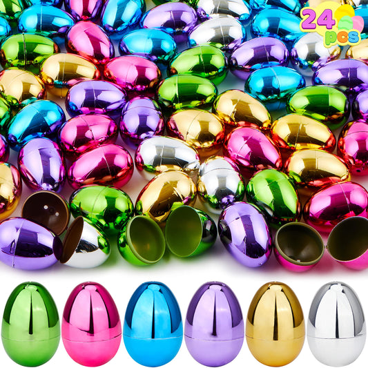48 Pieces 2.3" Shiny Golden Metallic Easter Eggs in 6 Colors