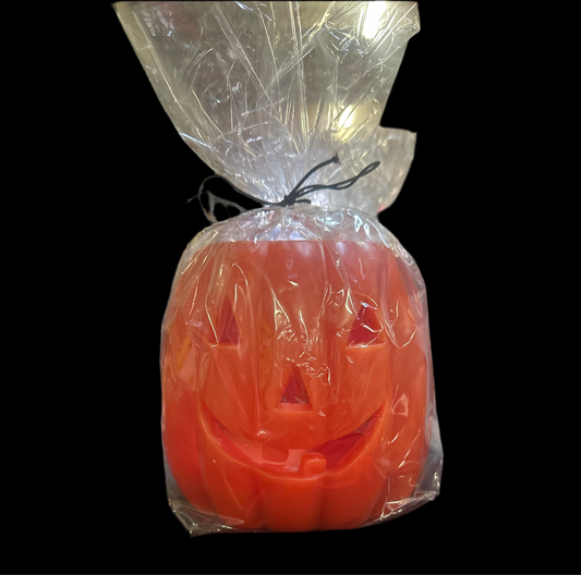 Wax Jack o lantern Pumpkin with battery tea light 7”